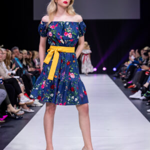 linen flowery dress blue