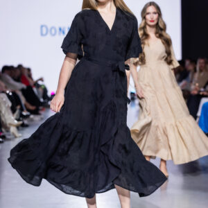 black viscose linen maxi wrap dress Viscosa