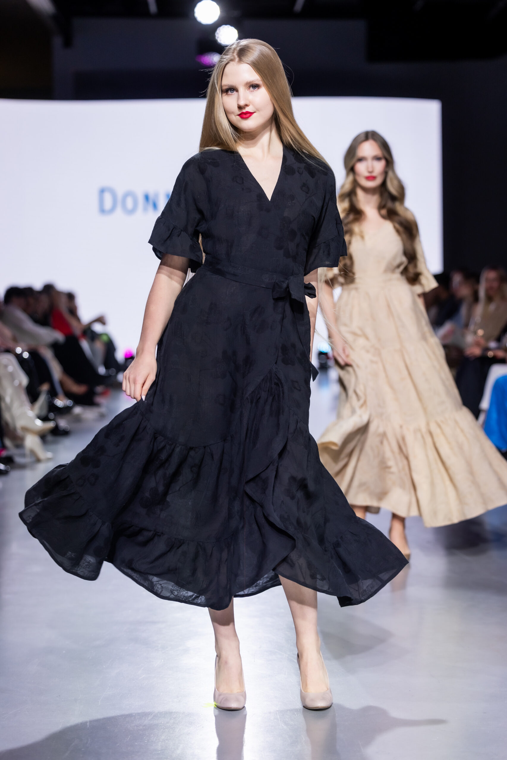 black viscose linen maxi wrap dress Viscosa