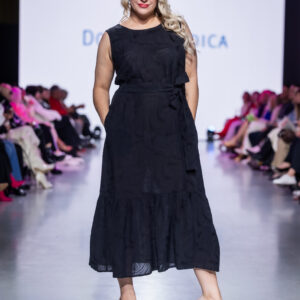 black viscose linen jaquard maxi dress