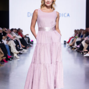 pink linen metallic maxi dress
