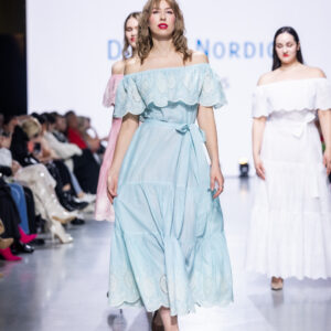 broderie anglaise mint green long cotton dress