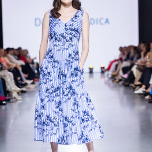 blue striped poplin beach dress