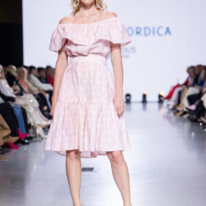 viscose pink white big dot jaquard summer dress