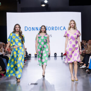 pink beige satin dress with big dots