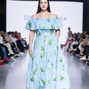 light blu lily of valley lnen maxi dress