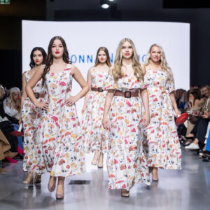 linen mushroom print long dress