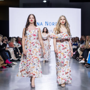 linen dress with mushrooms print