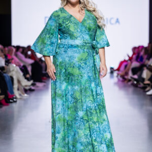 turqoise jaquard viscose dress VOLUPUU