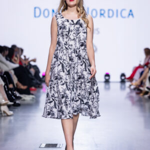 plissee HERBA print white A-line dress