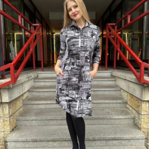 black and white graphic print tunic dress