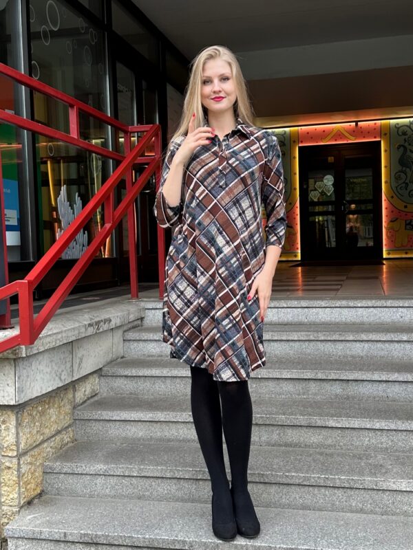 diagonal check print tunic dress