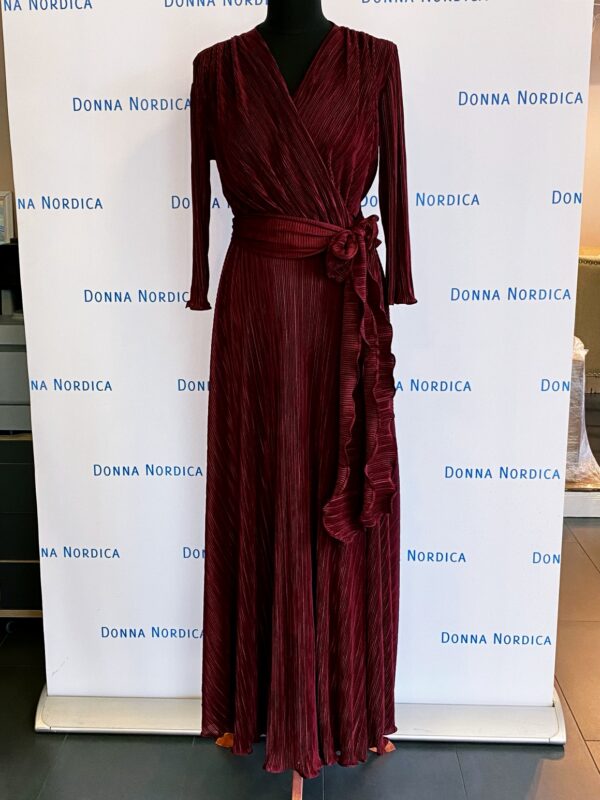 plissee wrap dress bordeaux