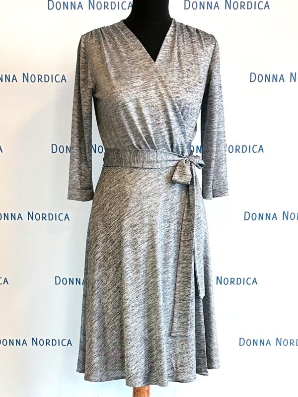 shiny grey wrap dress