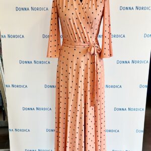 pink polka dot wrap dress