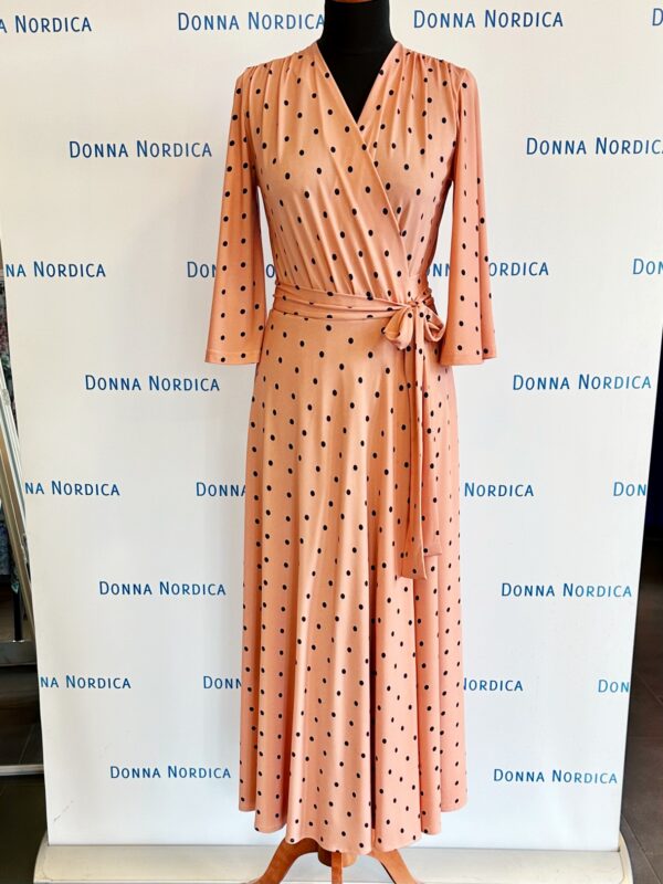 pink polka dot wrap dress