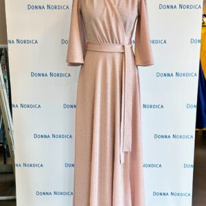 pink shiny maxi dress