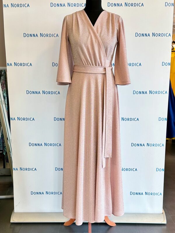 pink shiny maxi dress