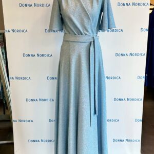light blue shiny maxi dress