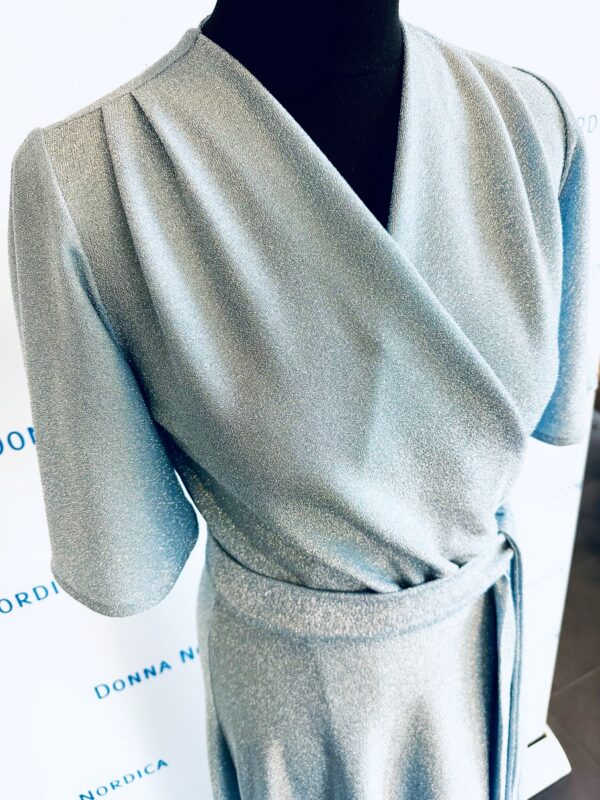 light blue shiny maxi dress