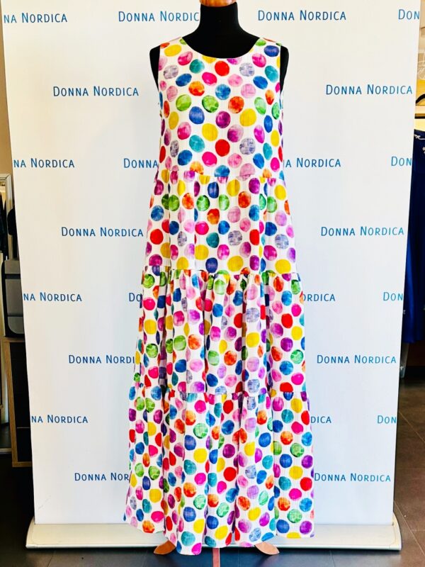polka dot colourful muslin maxi dress