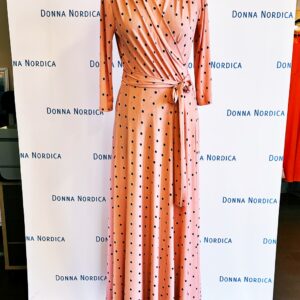 polka dor pink wrap dress