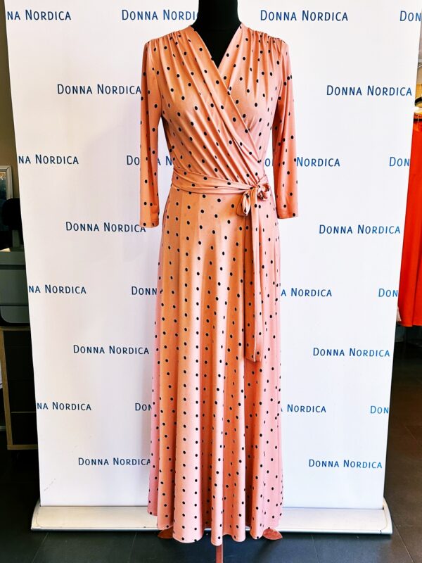 polka dor pink wrap dress