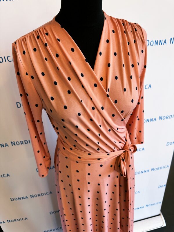 polka dot pink wrap dress