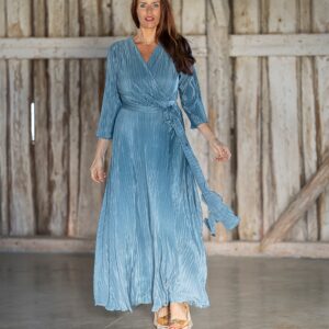 mint green plissee pleated maxi wrap dress