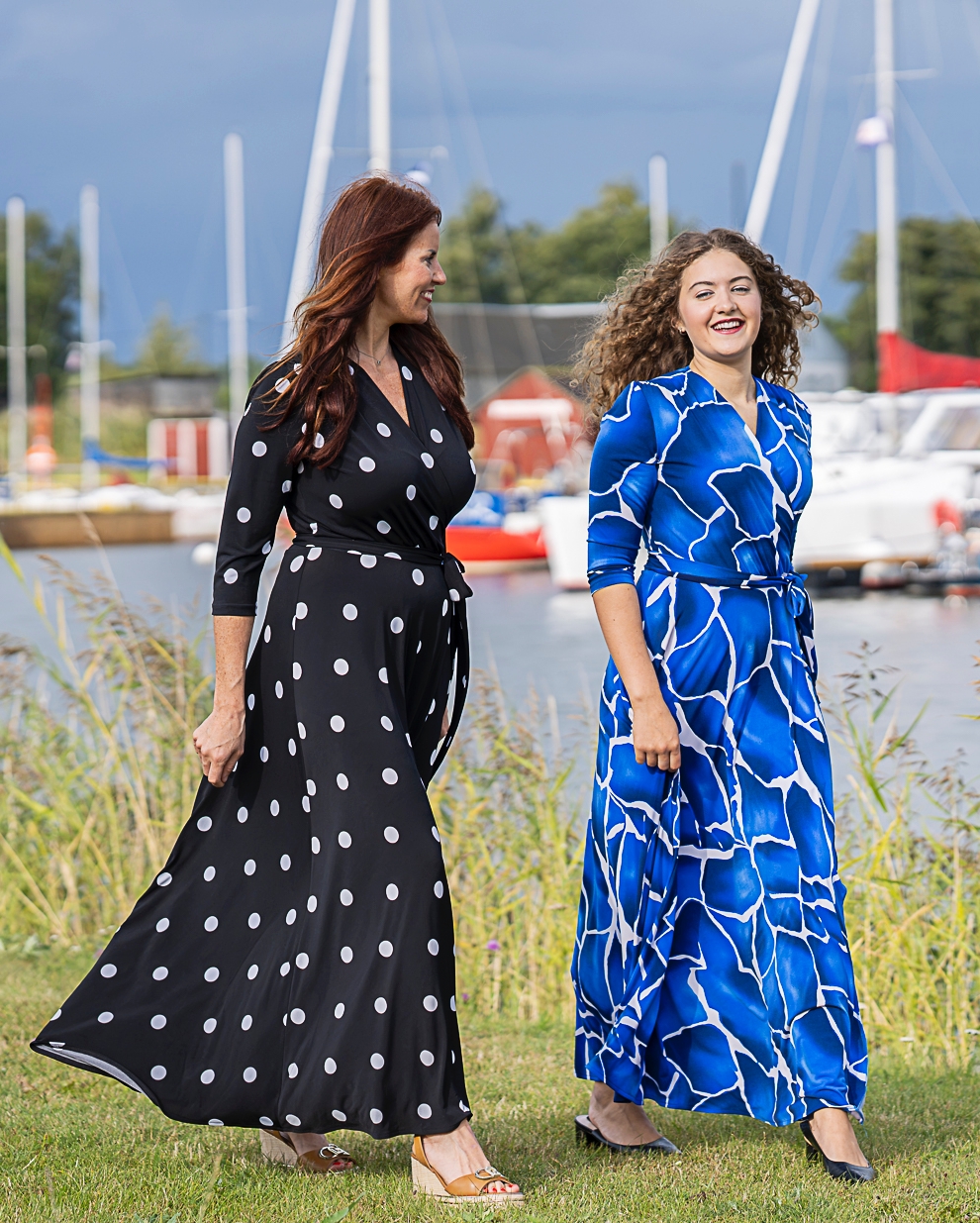 polka dot black maxi wrap dress