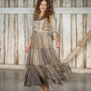 ombre beige natural silk maxi dress