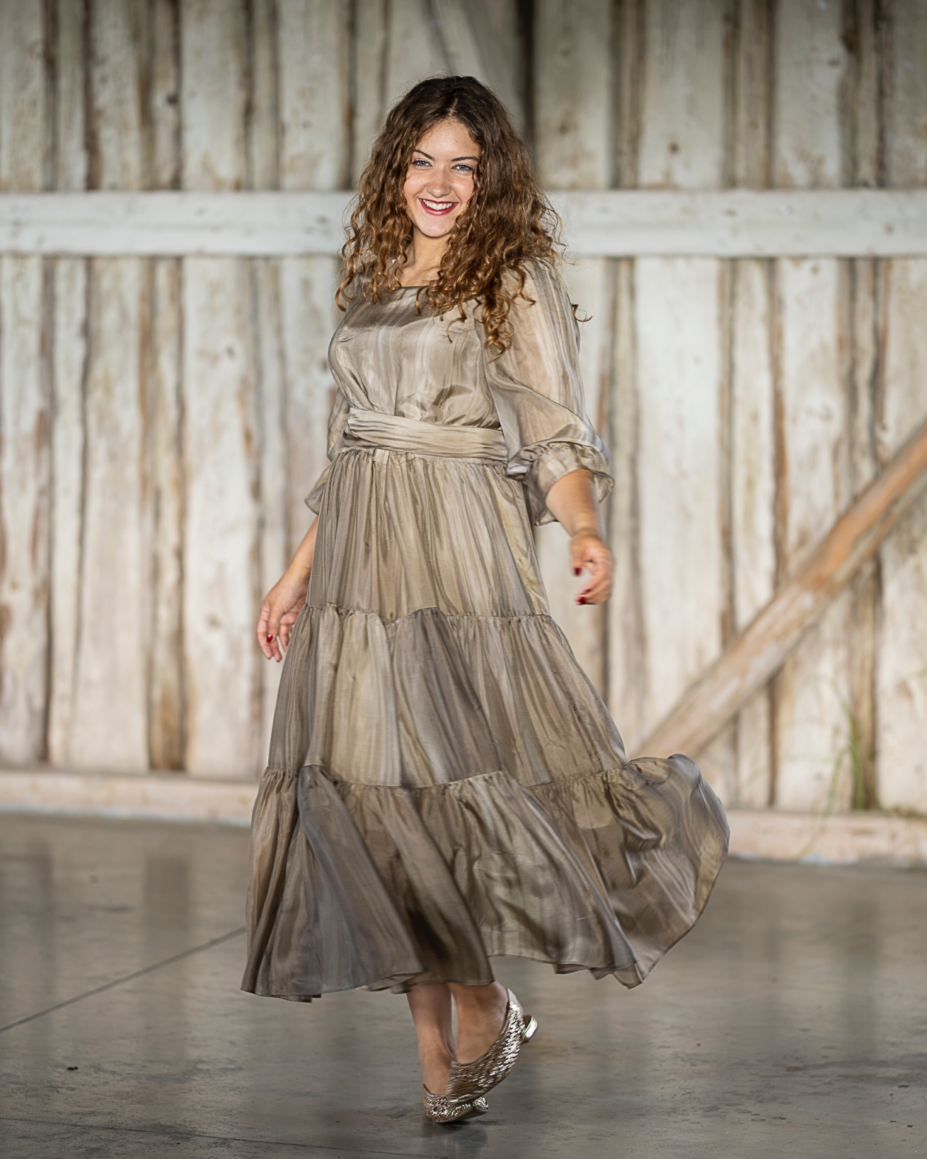 ombre beige natural silk maxi dress
