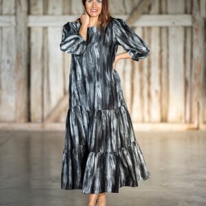 black grey natural silk maxi dress