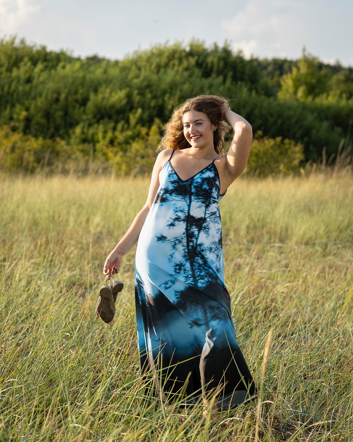 FOG print maxi panel dress
