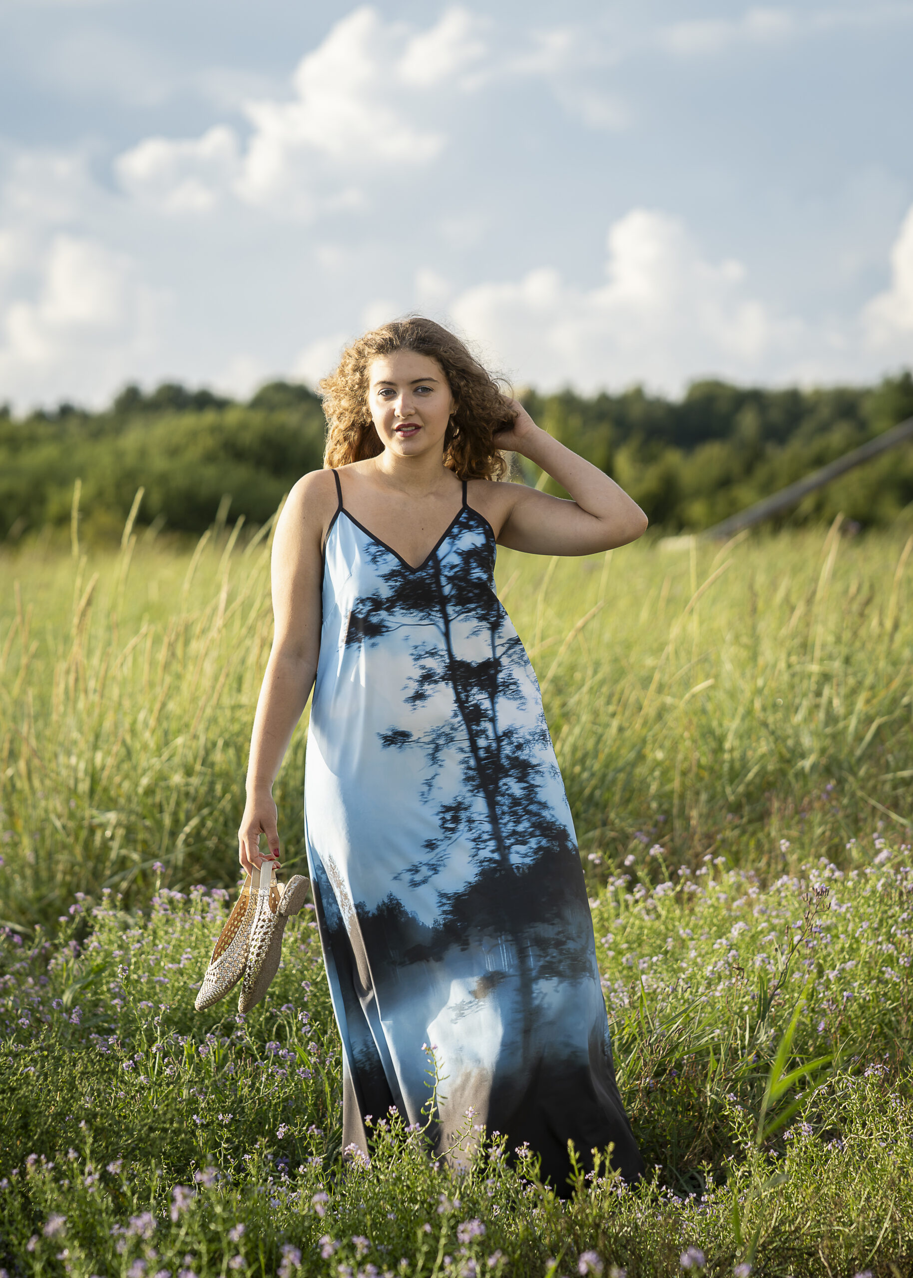 FOG print maxi panel dress
