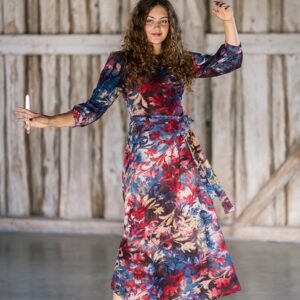 opal colours viscose jaquard long dress