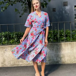 cotton striped blue summer dress