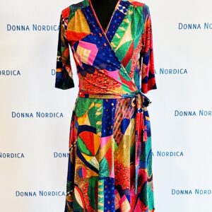expressionist print wrap mini dress
