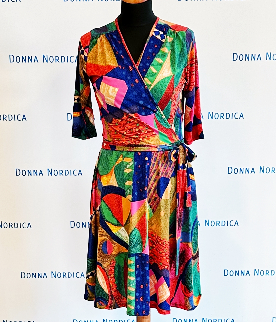 expressionist print wrap mini dress