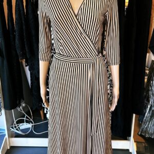 stripy faux wrap dess midi