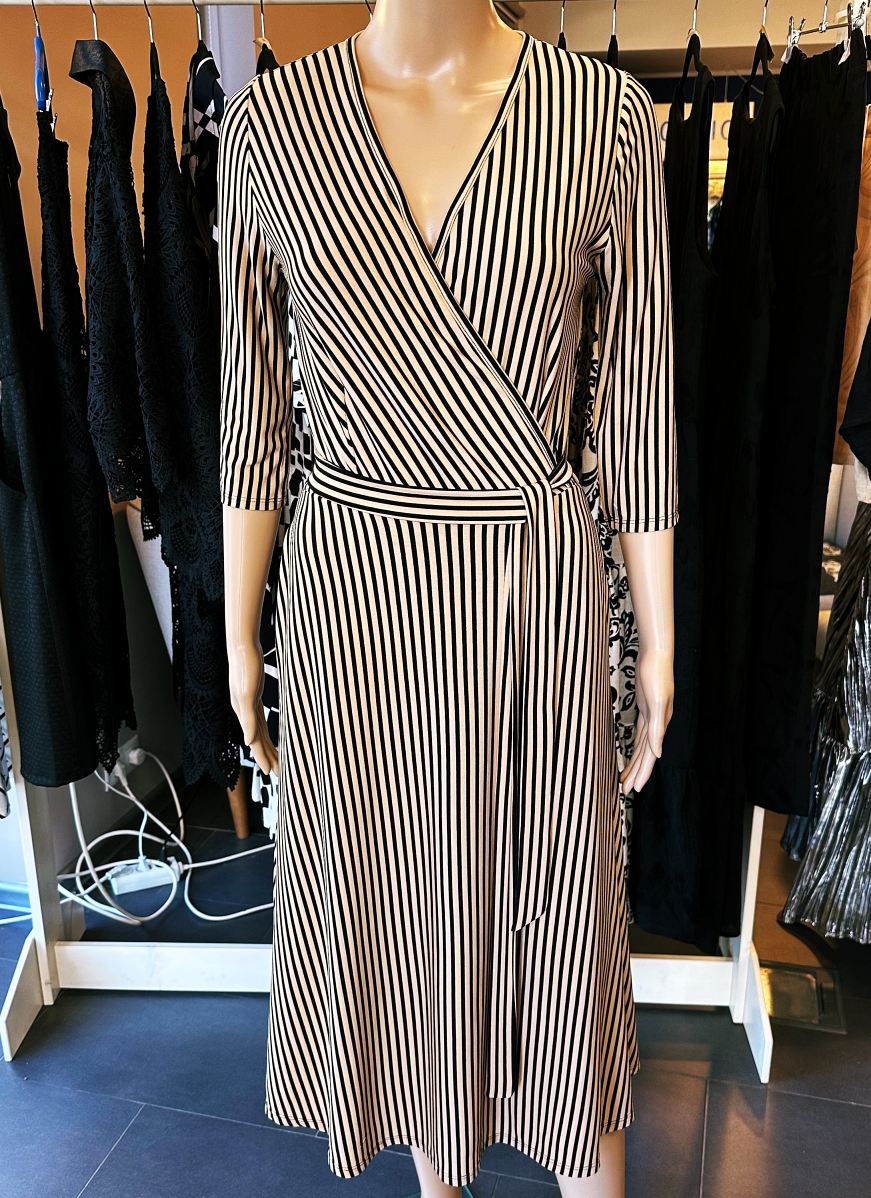 stripy faux wrap dess midi