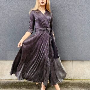 silver plissee amxi wrap dress