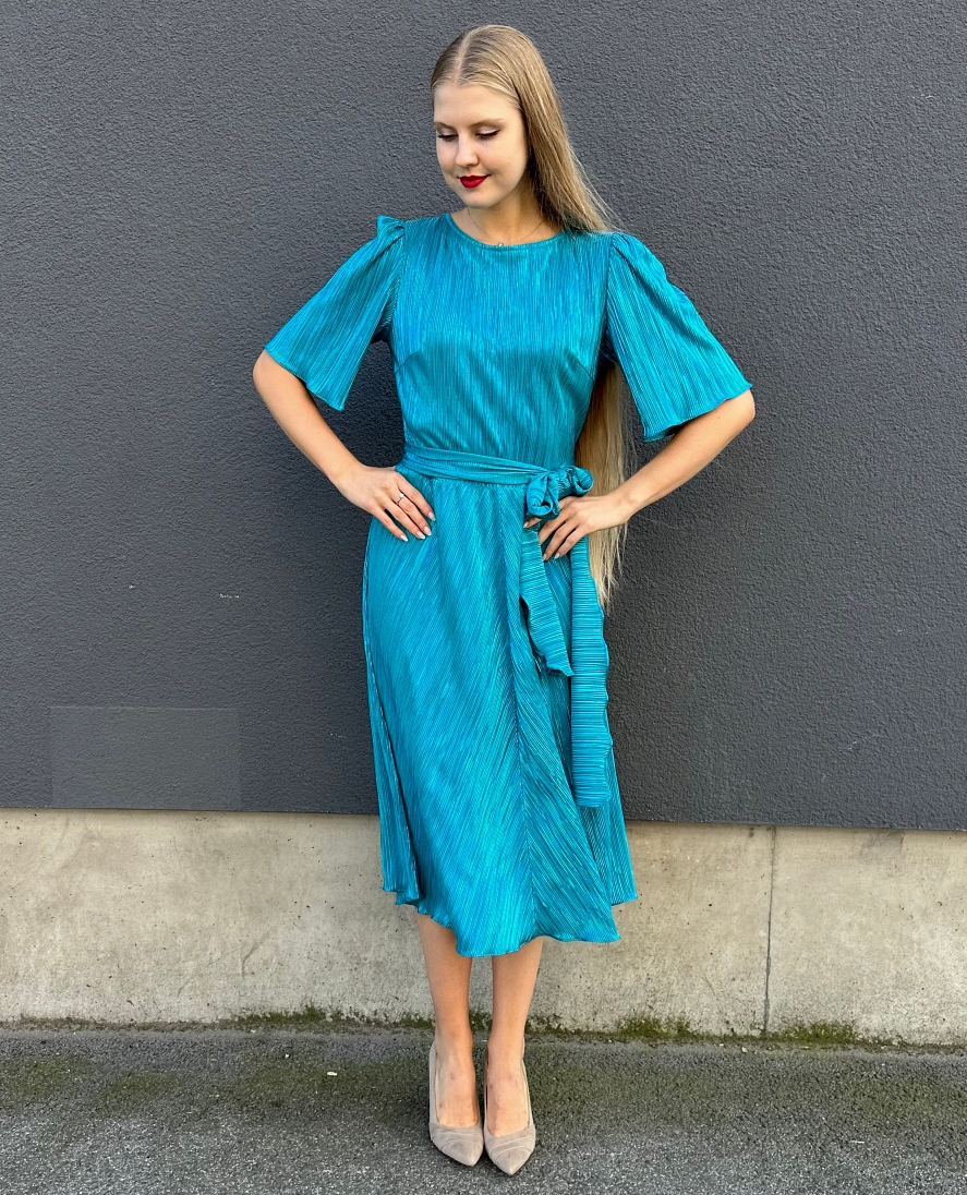 festa pleated turquoise dress Donna Nordica