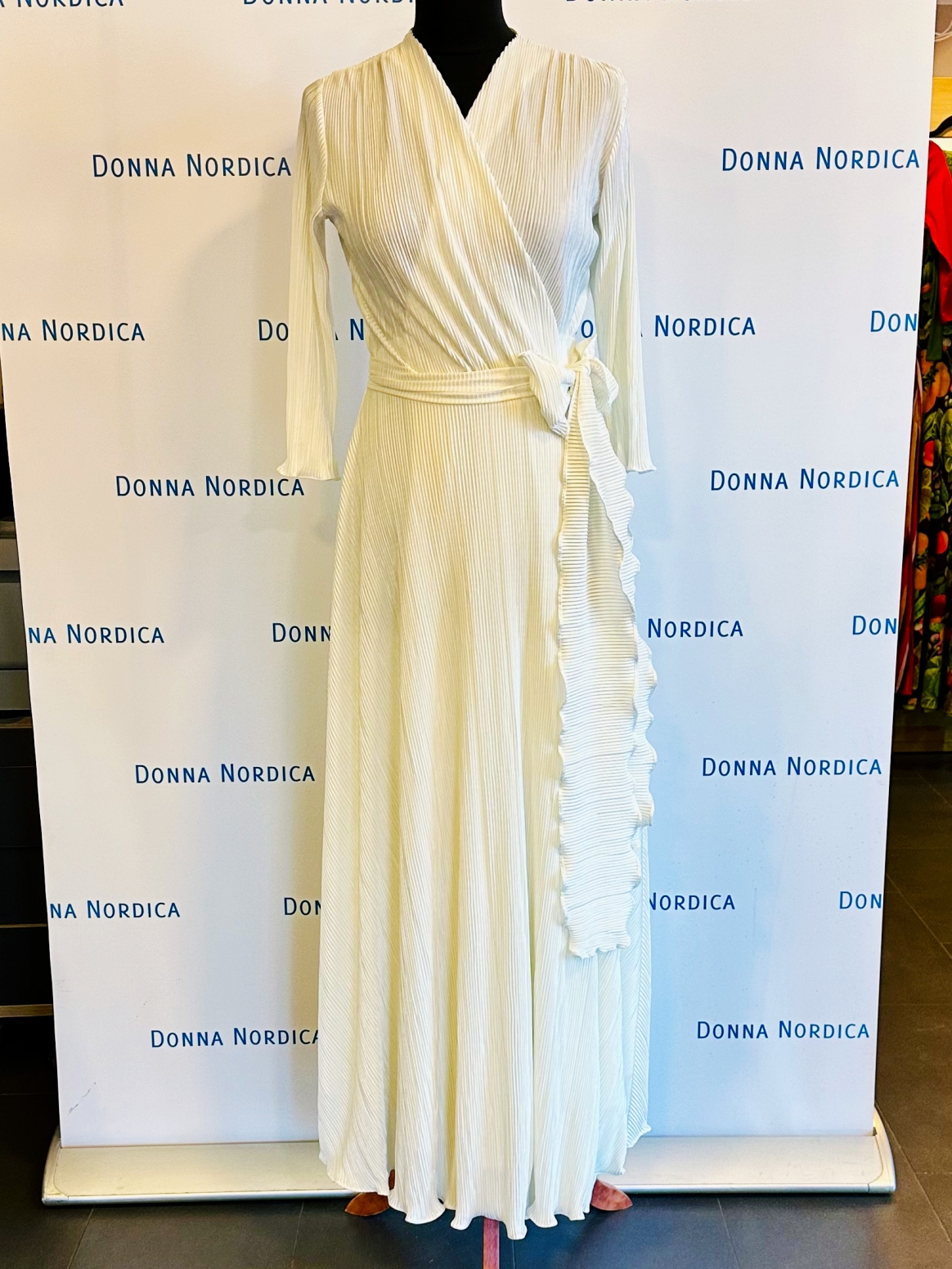 off white plissee maxi dress