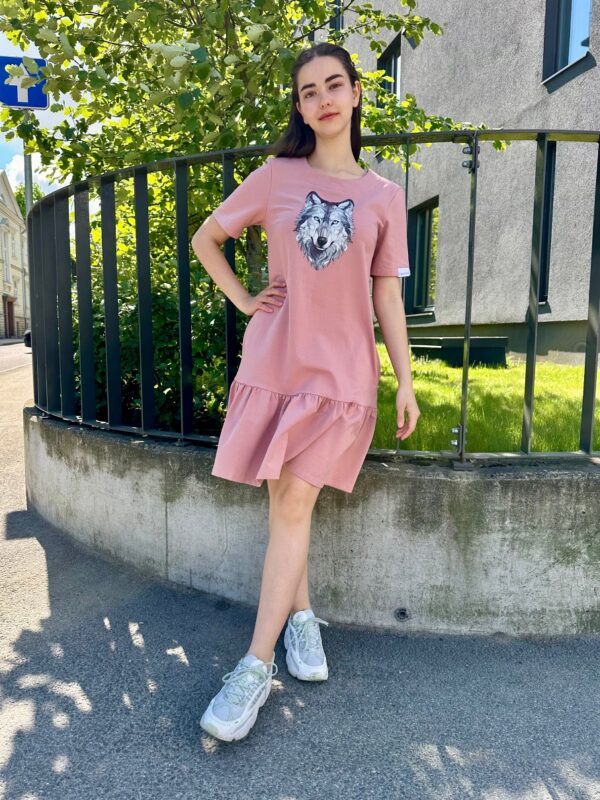 wolf print pink dress