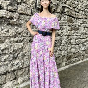 tencel dress pink flowers