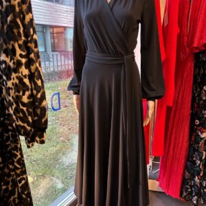 wrap dress black midi