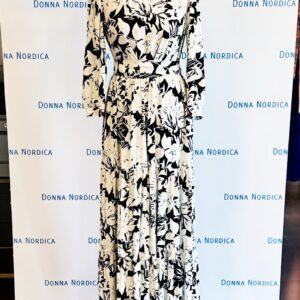 black-white viscose linen maxi dress