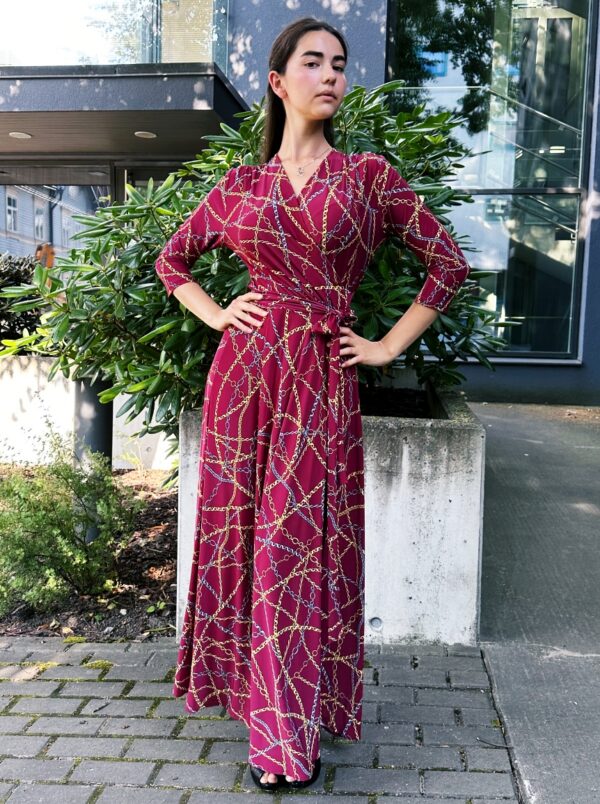 wrap dress chain print