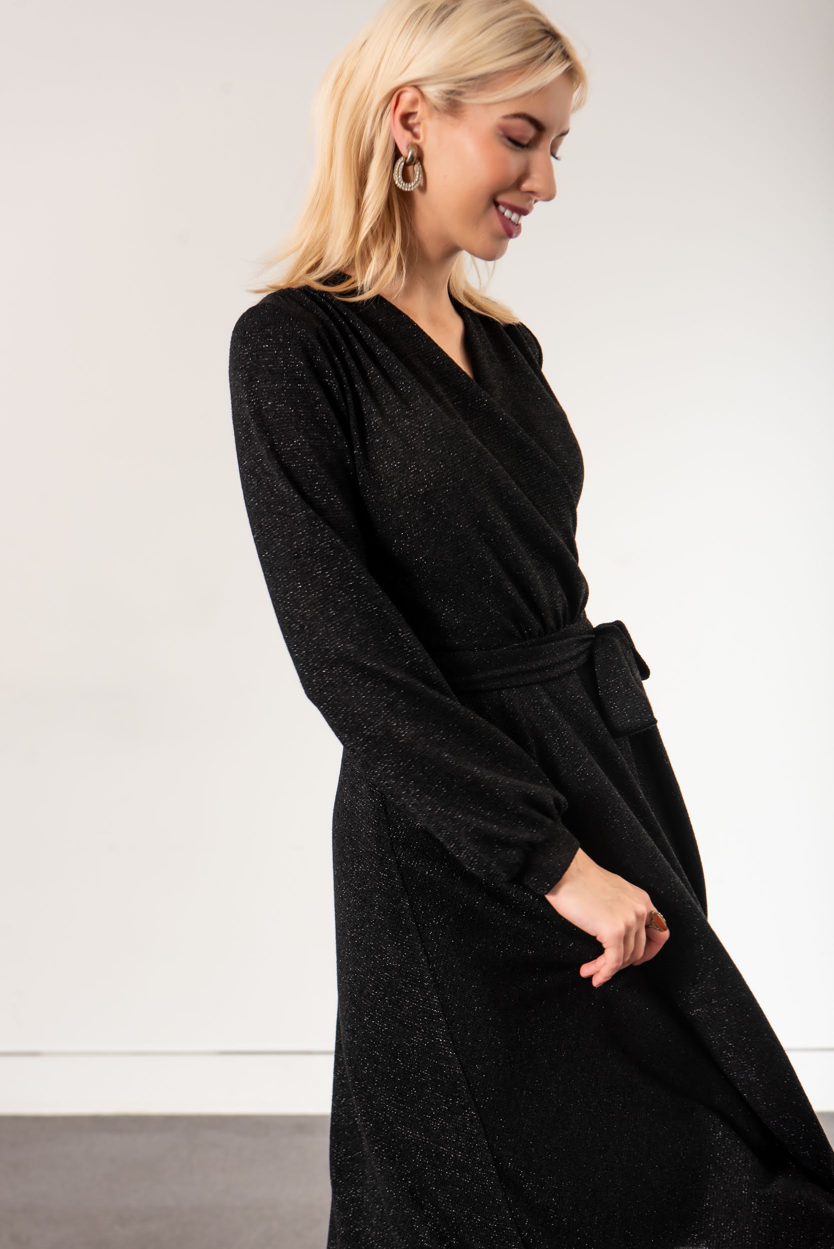 LBD metallic knit wrap